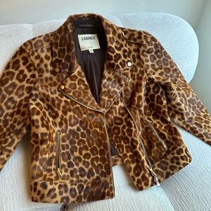 NWT L'AGENCE Moto Leather Leopard Print Jacket